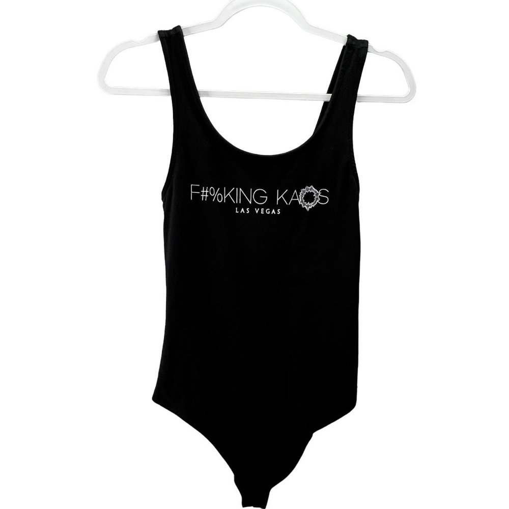 Palms Casino Hotel Las Vegas Kaos Nightclub Bodysuit sz M Women Black One Piece